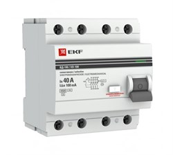 Выключатель дифференциального тока (УЗО) 4п 40А 100мА тип AC ВД100 (электромех.) PROxima EKF elcb4-40-100S-em-pro - фото 20161