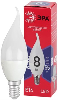 Лампа светодиодная LED BXS-8W-865-E14 R (диод, свеча на ветру, 8Вт, хол, E14) (10/100/2800) Б0045345 ЭРА 11976 - фото 21160