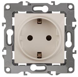 Розетка 2P+E Schuko со шторками, 16A-250В, Эра12, слоновая кость, 12-2102-02 (Б0014688)