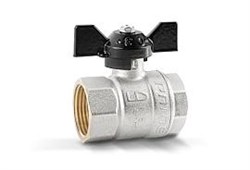Кран шаровой латунь никель Ду32 ВР/ВР бабочка LD 47.300.32