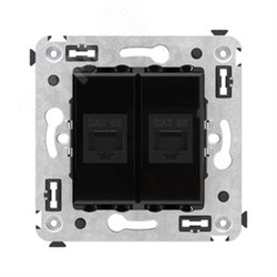 Avanti Компьютерная розетка RJ-45 без шторки в стену, кат.5е двойная Черный квадрат 4402664 DKC
