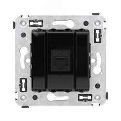 Avanti Компьютерная розетка RJ-45 без шторки в стену, кат.5е одинарная, Черный квадрат 4402663 DKC
