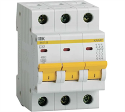 Автоматический 3-полюсный выключатель, 32А, С ВА47-29 4.5кА 13059