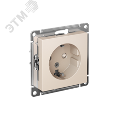 Розетка ATLASDESIGN с заземлением со шторками 16А механизм бежевый 13204