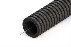 Труба гофрированная  тяжелая ПНД Ø20 мм строительная безгалогенная (с протяжкой, черная)