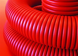 Труба гибкая двустенная для кабельной канализации 63мм, красный, с протяжкой