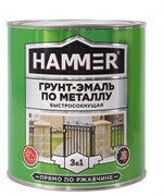 Грунт-эмаль по металлу 3 в 1 HAMMER серая 2,7кг матовая