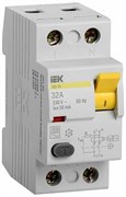 Выключатель дифференциального тока ВДТ (УЗО) 16А 2П двухполюсный 4,5кА 30мА AC ВД1-63 MDV10-2-016-030 IEK
