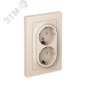Розетка ATLASDESIGN двойная с заземлением со шторками 16А в сборе бежевый 13197